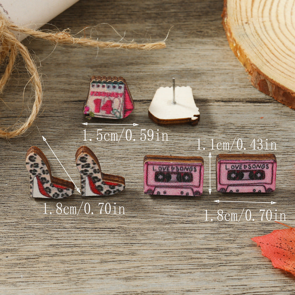 Wholesale of Valentine's Day High Heels, Wooden Earrings